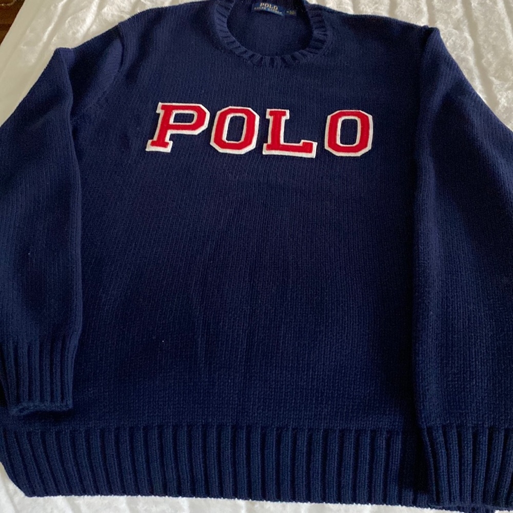 Polo by Ralph Lauren navy blue sweater 100% cotton unworn